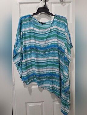 Lightweight Striped Tunic in Teal, Blue & White